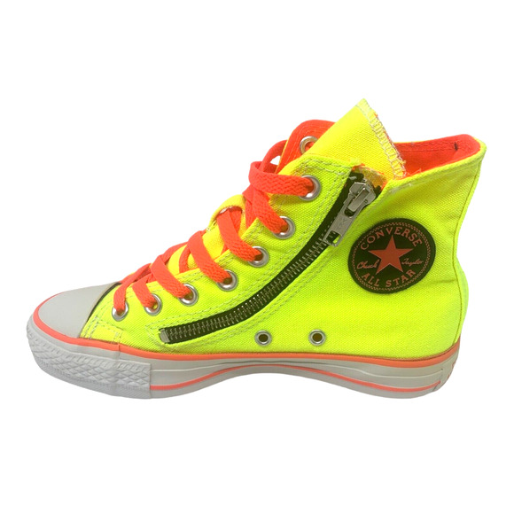 Converse All Star Chuck Taylor Double Zip Hi Top Neon Yellow 3Y 140189C - Picture 1 of 6